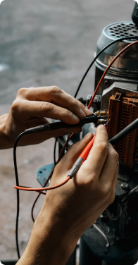 Technician repairing an appliance